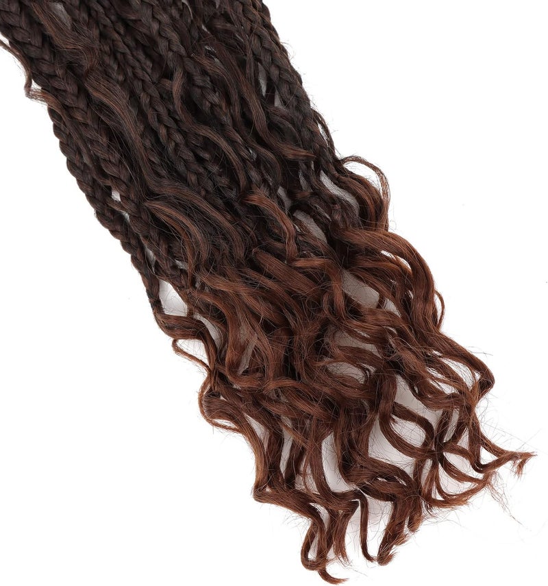 LMZIM Bohemian Box Braids Crochet Hair 18 Inch Goddess Box Braids Crochet Hair for Black Women 8 Packs Boho Box Braids with Curly Ends 3X Crochet Braids Synthetic Braiding Hair T1B/30 - Image 4
