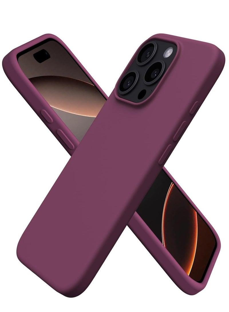 ELTRAZONE Soft Liquid Silicone Gel Case for iPhone 16 Pro Max - Full Body Shockproof Protection with Matte Finish & Soft Microfiber Lining (Wine Red) - Image 1