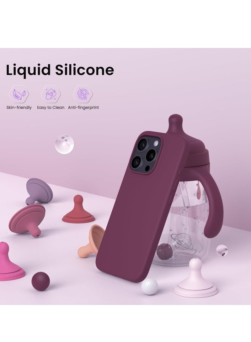 ELTRAZONE Soft Liquid Silicone Gel Case for iPhone 16 Pro Max - Full Body Shockproof Protection with Matte Finish & Soft Microfiber Lining (Wine Red) - Image 3