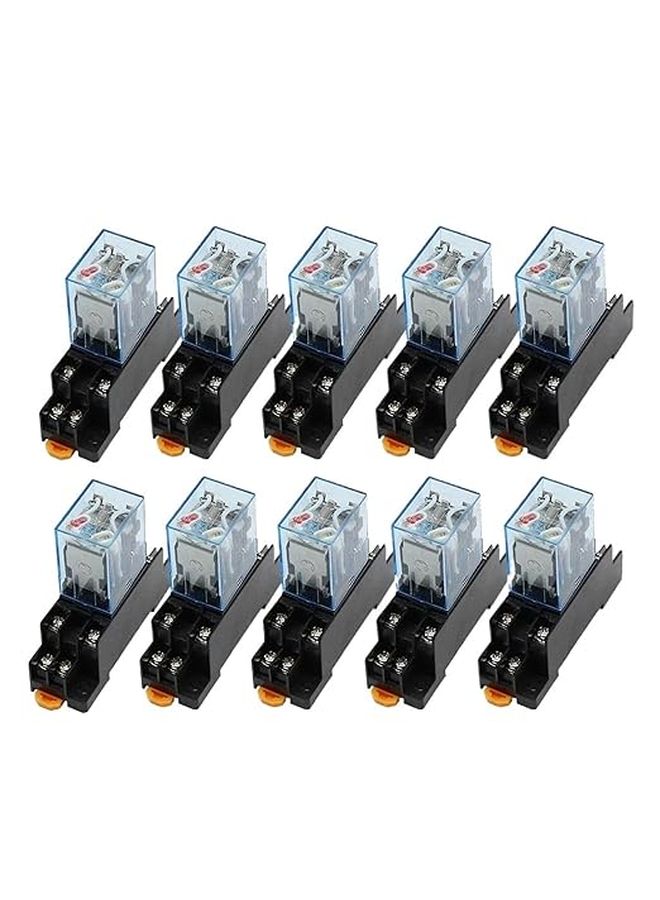 MY2NJ DPDT Power Relay With Socket Base 8 Pin AC 48V 10 Pieces - Image 1