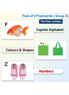 Hungry Brain My First Pack of 3C Flash Cards for Toddlers, 74 Cards - 148 Sides, Colour & Shapes, Capital Alphabet, Numbers, Montessori, Educational, Kindergarten, Preschool Learning Activities, 1-4 Years Babies  - Image 2