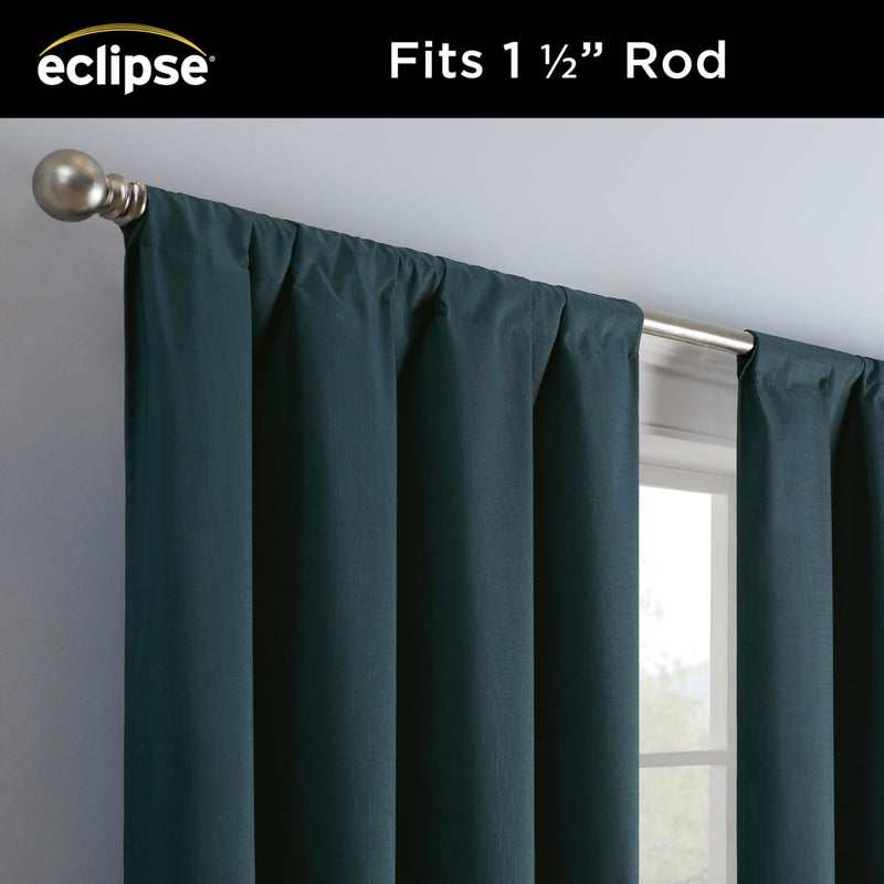 Eclipse Kendall Modern Blackout Thermal Rod Pocket Window Curtain, Insulating & Noise Reducing Curtains for Bedroom or Living Room (1 Panel), 84 in Long x 42 in Wide, Teal - Image 3