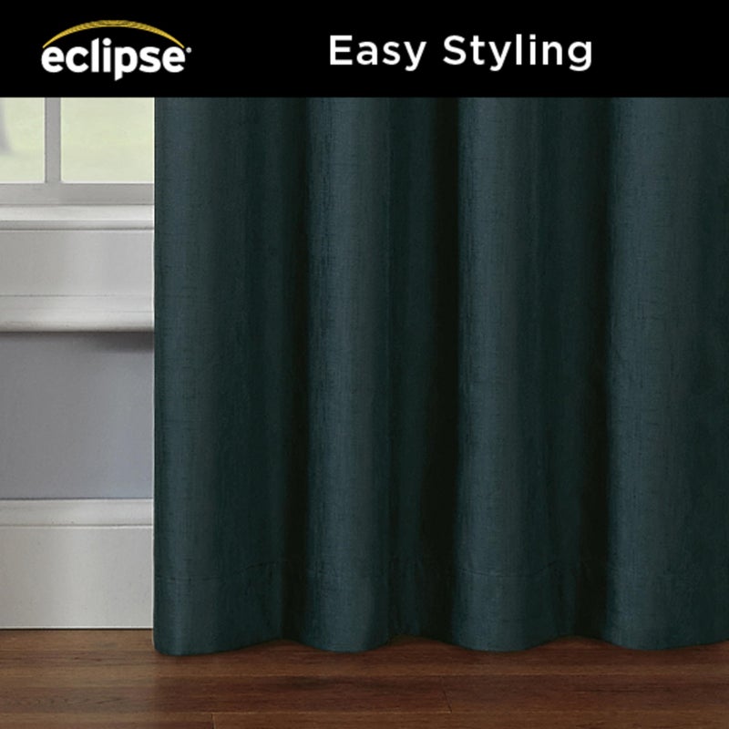 Eclipse Kendall Modern Blackout Thermal Rod Pocket Window Curtain, Insulating & Noise Reducing Curtains for Bedroom or Living Room (1 Panel), 84 in Long x 42 in Wide, Teal - Image 5
