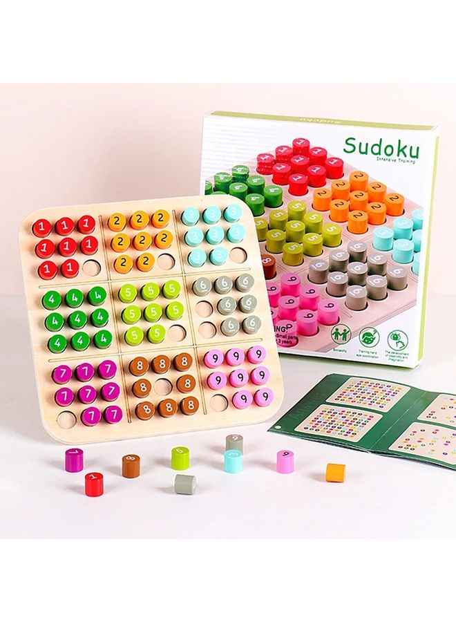 Colorful Wooden Sudoku Puzzle Board With Numbered Grid And Activity Book Educational Logic Math Game Ages 8 Plus - Image 2
