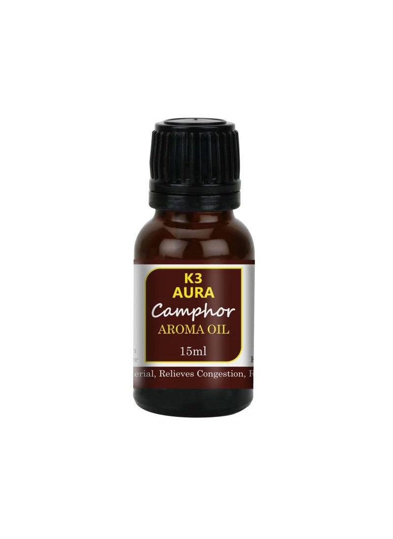 K3 AURA K3 AURA Aroma Oil Candle Burner Electric Diffuser for Home Fragrance Make Your Mood Happy and Relax Easy to Use Helps in Relaxing Camphor Oil 15ML  - Image 1
