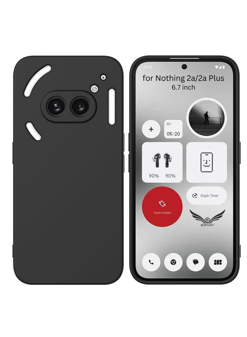 راكسوم جراب سيليكون سائل ناعم الملمس متوافق مع هاتف Nothing 2a / 2a Plus (6.7 بوصة) - أسود، مقاوم للصدمات والخدوش، غطاء واقٍ ببطانة ناعمة من الألياف الدقيقة، تصميم نحيف ومريح، حماية متينة من السقوط للاستخدام اليومي - Image 1