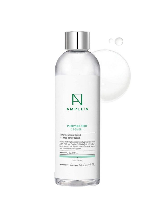 Ample:N Purifying Shot Toner Aha Pha Pore Refining Face Toner For Oily And Acne Skin Refreshing Pore Tightening Astringent Removes Dead Skin Cells 20.3 Fl.Oz.