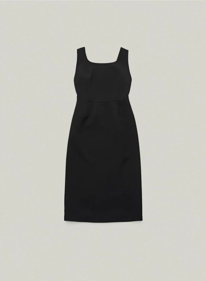 The Barnnet, Dongdaemun, South Korea, Waist-Cinching Preppy Square-Neck Dress, Long Skirt  - Image 1