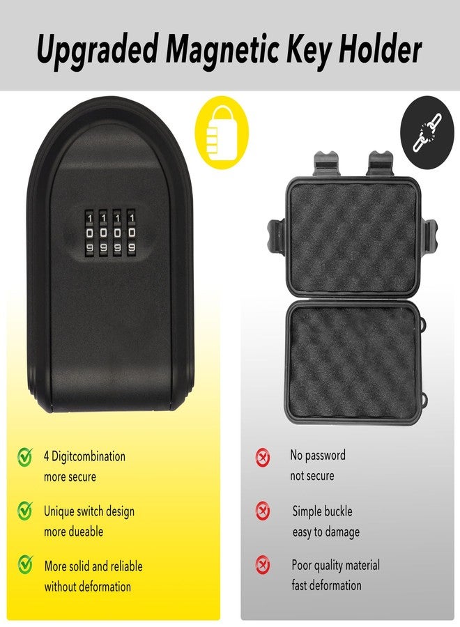 BienBion Magnetic Key Box for Under Car, Hide a Key Outside with Combination Lock Box, Resettable Safe Security Code Lockbox with 5 Strong Magnets, Anti-drop Magnetic Holder Under Car, Truck, Outdoor (1,Black) - Image 3
