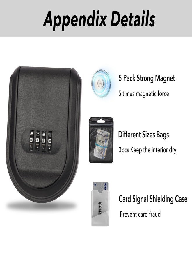 BienBion Magnetic Key Box for Under Car, Hide a Key Outside with Combination Lock Box, Resettable Safe Security Code Lockbox with 5 Strong Magnets, Anti-drop Magnetic Holder Under Car, Truck, Outdoor (1,Black) - Image 4
