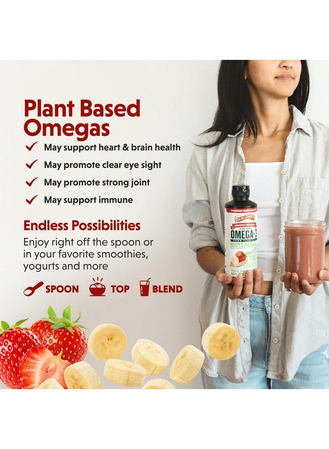 Barlean's Strawberry Banana Flaxseed Oil Liquid, Vegan Omega 3 6 9 Supplements for Kids & Adults from Cold Pressed Flax Seed Oil with 2,968 mg of Vegan Omegas, Non-GMO & Gluten Free, 8 oz - Image 3