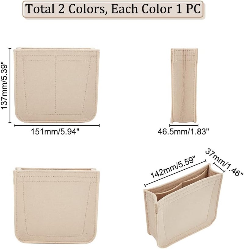 كلاراكو منظم حقيبة يد من اللباد بلونين من كلاركو، منظم حقيبة يد مع جيوب لحقيبة هيرمس إيفلين، 16 بطانة داخلية من الألياف الدقيقة، حقيبة مستطيلة الشكل (كاكي، رمادي) - Image 2