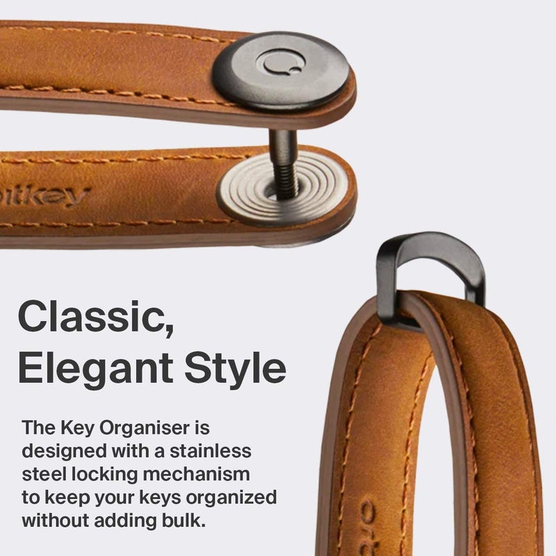 Orbitkey Orbitkey Crazy Horse Leather Key Organizer | Holds up to 7 Keys, Chestnut Brown  - Image 3