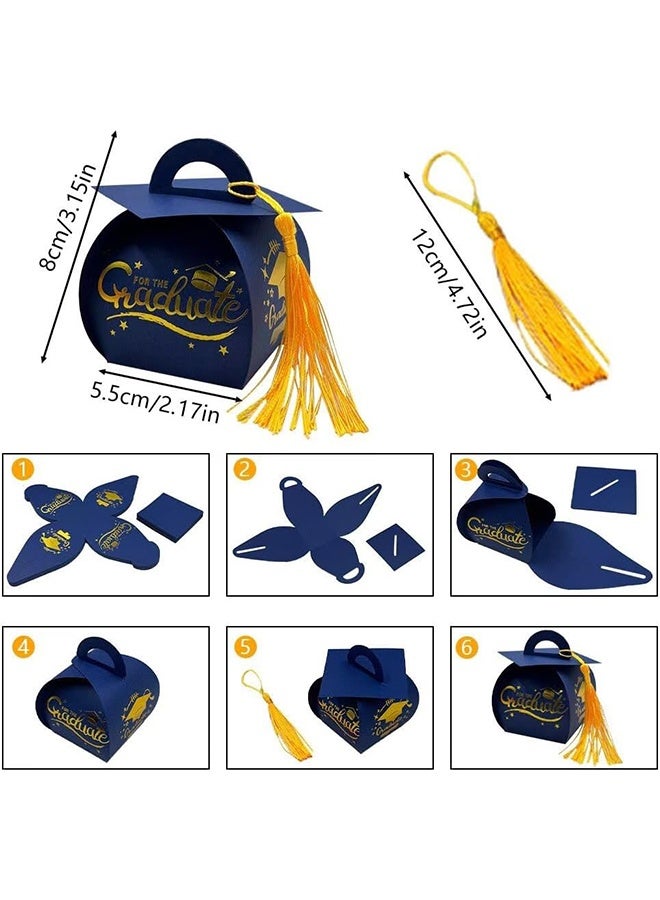 Lemon 20 Pcs Graduation Cap Gift Box Party Decorations Graduation Party Favors Candy Boxes Treat Box with Tassel Table Centerpieces (Blue) - Image 2