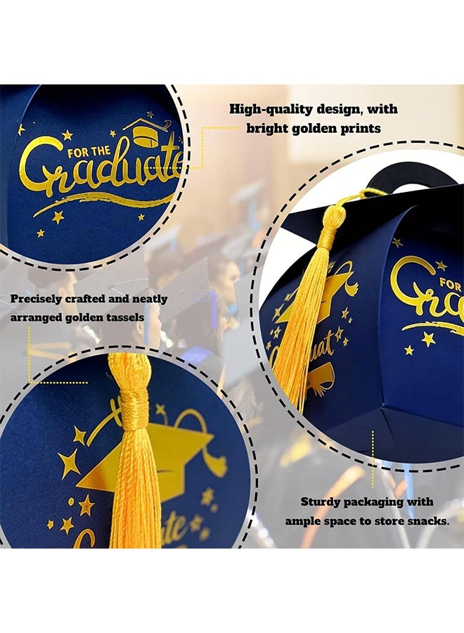 Lemon 20 Pcs Graduation Cap Gift Box Party Decorations Graduation Party Favors Candy Boxes Treat Box with Tassel Table Centerpieces (Blue) - Image 4