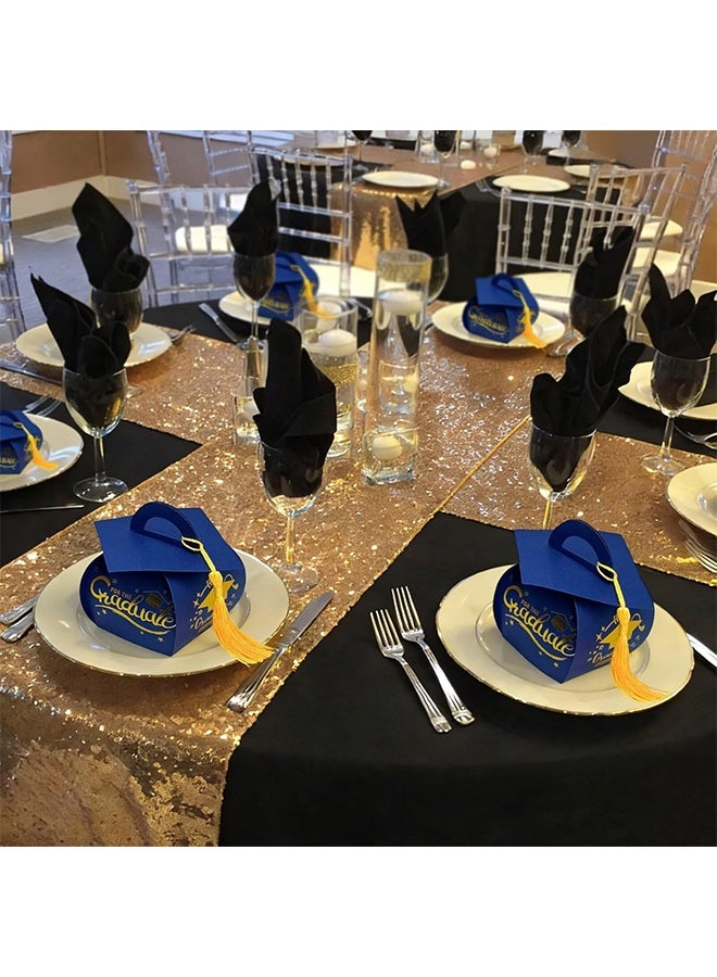 Lemon 20 Pcs Graduation Cap Gift Box Party Decorations Graduation Party Favors Candy Boxes Treat Box with Tassel Table Centerpieces (Blue) - Image 3