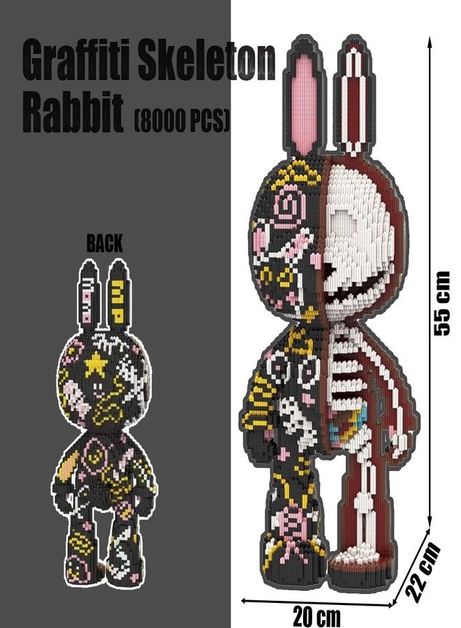 HONLANCH Animal Graffiti Skeleton Rabbit Micro Building Blocks Set（8000PCS 55cm High Series） Gift for Adults and Kids - Image 2