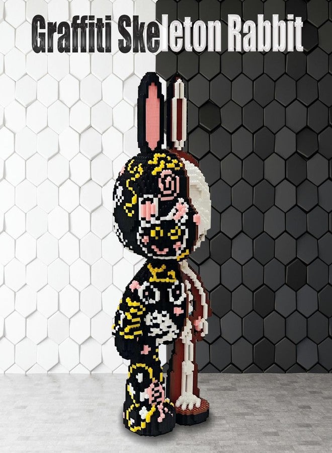 HONLANCH Animal Graffiti Skeleton Rabbit Micro Building Blocks Set（8000PCS 55cm High Series） Gift for Adults and Kids - Image 3