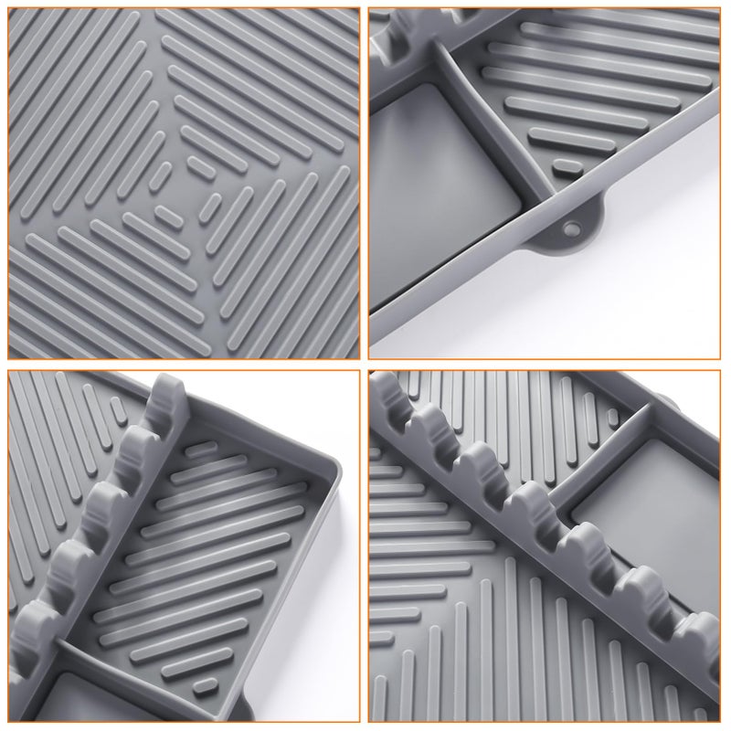 Find law Griddle Mat Barbeque Grill Accessories Tools for Blackstone, Side Shelf Mat Grill Pad for Outdoor Grill Kitchen Counter Spatula Silicone Mat with Drip Pad for Kitchen, Cooking, Countertop (Grey) - Image 3