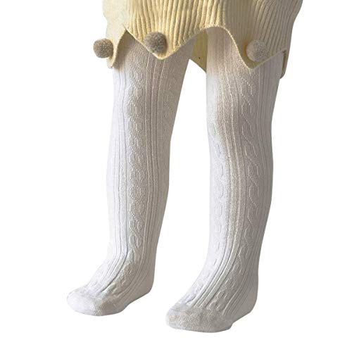 Zando Infant Soft Tights Toddler Seamless Leggings Tights for Baby Girls Winter Knit Warm Newborn Pants Stockings 1 Pack White Large/1-2 Year - Image 1