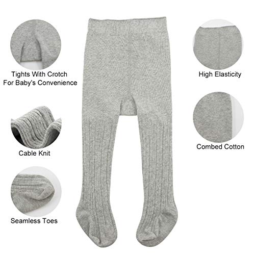 Zando Infant Soft Tights Toddler Seamless Leggings Tights for Baby Girls Winter Knit Warm Newborn Pants Stockings 1 Pack White Large/1-2 Year - Image 2