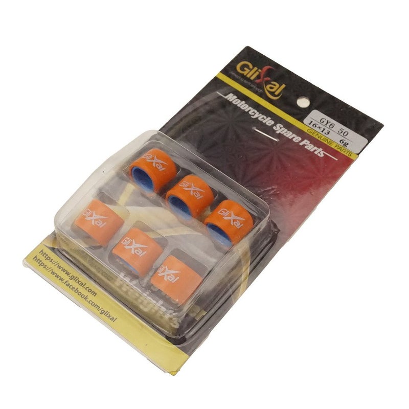 Glixal ATKS04011 16X13mm High Performance Racing Variator Roller Weights Set 139QMB GY6 50cc  100cc Scooter Moped ATV 6 gram