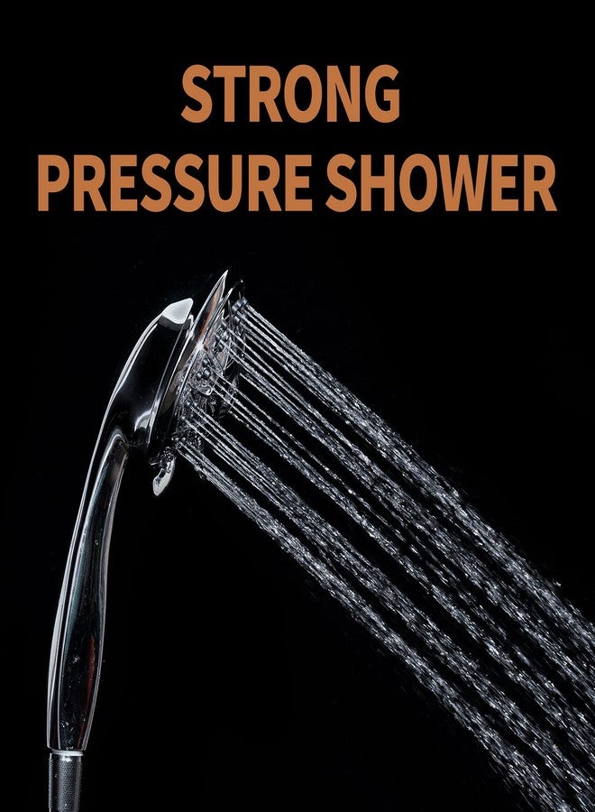 Hongyu High Pressure Shower Head with Handheld 5 Functions Shower Head with 59 Inch Stainless Steel Brass Core Hose and Bracket Rubber Washers, Chrome - Image 2