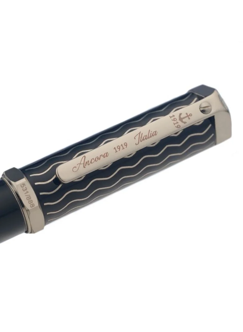 Ancora 1919 Gentleman Limited 888 Edition Refillable Ballpoint Pen - Smooth Writing - Engraved Luxury Pen - Warranty - Gift for Men & Women - Blue Ink