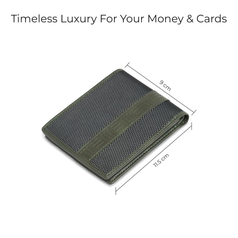EUME Zen Wallet for Men, Olive Green | Slim Bifold Premium Vegan Leather | 6 Card Slots, 2 Compartments, 2 Slip Pockets| Stylish & Durable Men Wallet | Perfect for Everyday Use - Image 3
