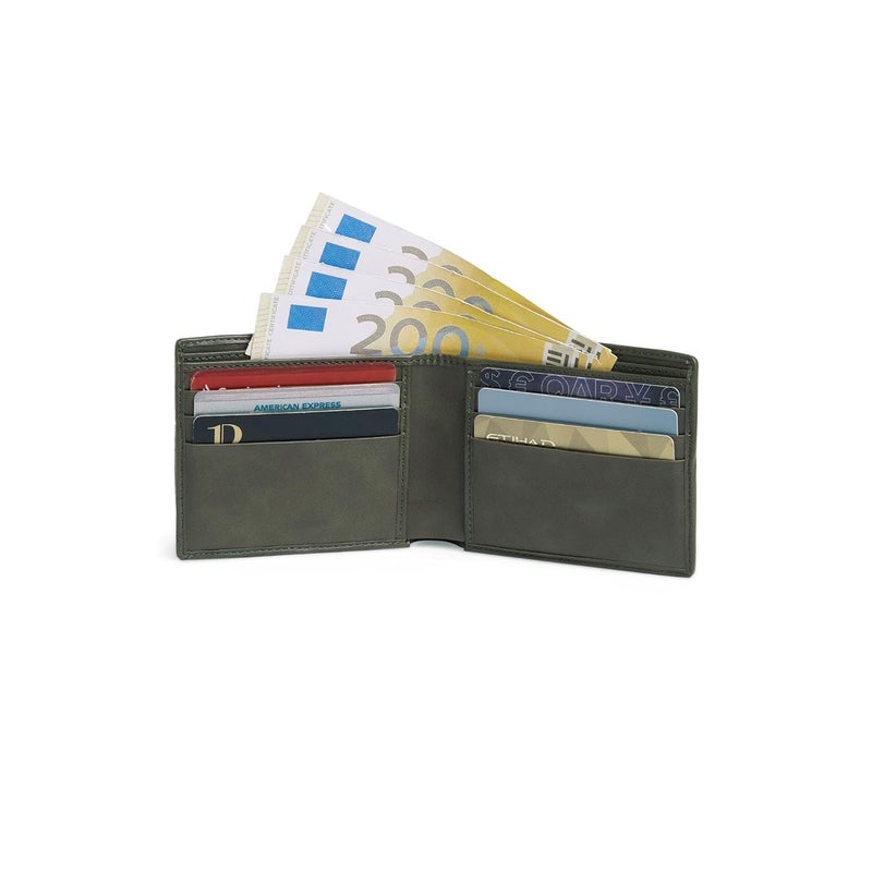 EUME Zen Wallet for Men, Olive Green | Slim Bifold Premium Vegan Leather | 6 Card Slots, 2 Compartments, 2 Slip Pockets| Stylish & Durable Men Wallet | Perfect for Everyday Use - Image 5