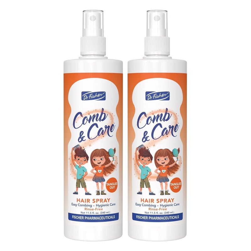 Dr. Fischer Hair Detangler Spray, Kids Hair Detangler, No need to rinse, Removes knots easily, Twin Pack (2 Bottles) - Image 1