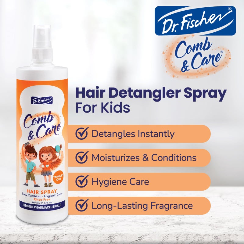 Dr. Fischer Hair Detangler Spray, Kids Hair Detangler, No need to rinse, Removes knots easily, Twin Pack (2 Bottles) - Image 3