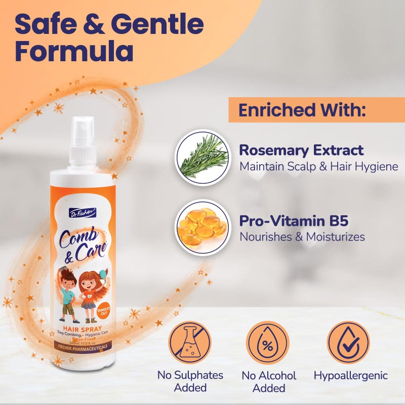 Dr. Fischer Hair Detangler Spray, Kids Hair Detangler, No need to rinse, Removes knots easily, Twin Pack (2 Bottles) - Image 5