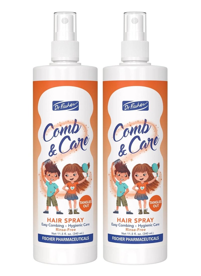Dr. Fischer - Dr. Fischer Hair Detangler Spray, Kids Hair Detangler, No need to rinse, Removes knots easily, Twin Pack (2 Bottles) - Image 1