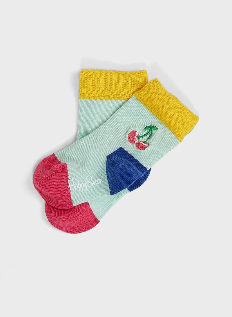Happy Socks Kids 4 Pack Fruits Print Crew Socks