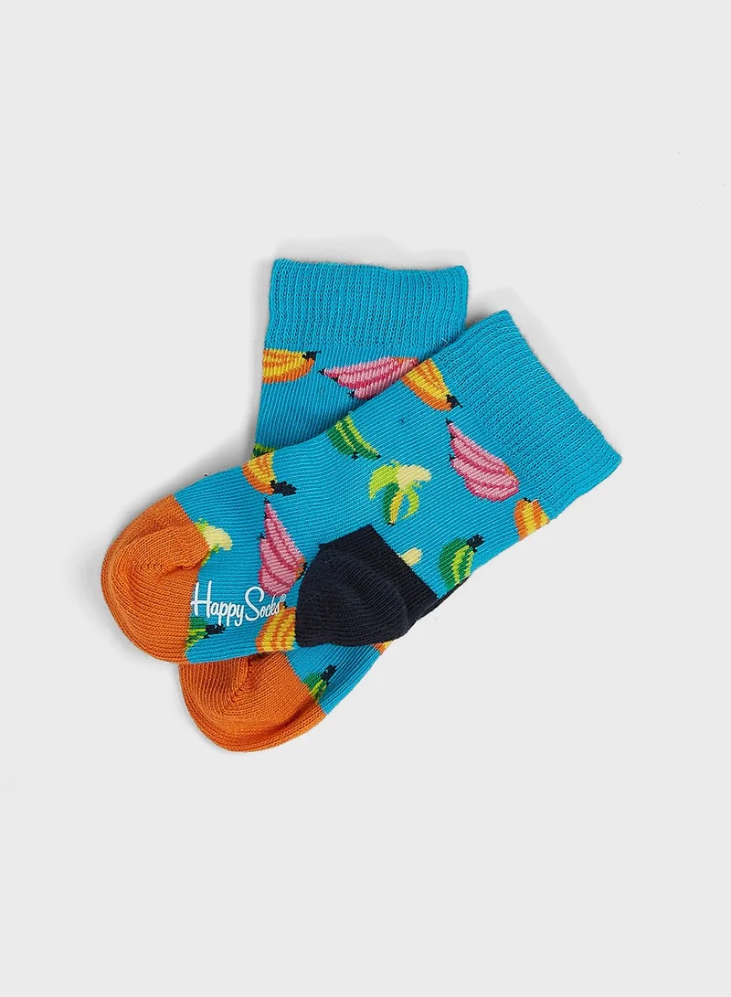 Happy Socks Kids 4 Pack Fruits Print Crew Socks