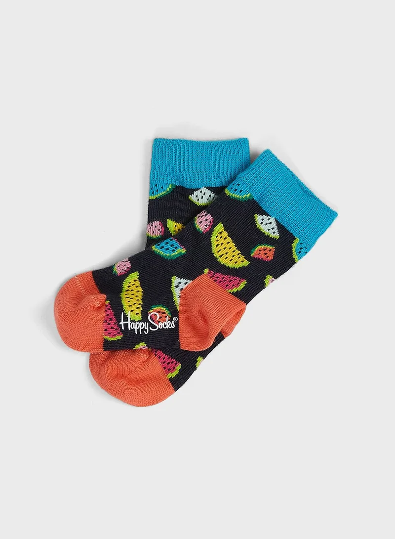 Happy Socks Kids 4 Pack Fruits Print Crew Socks