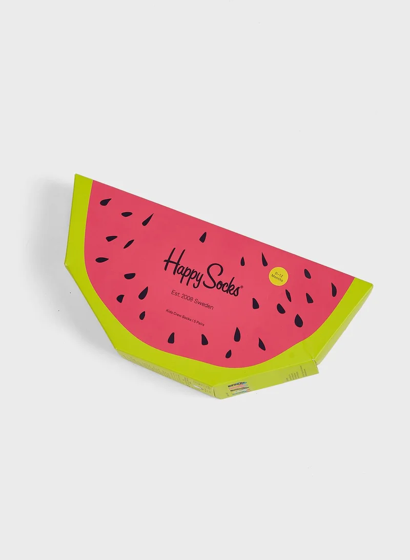 Happy Socks Kids 4 Pack Fruits Print Crew Socks