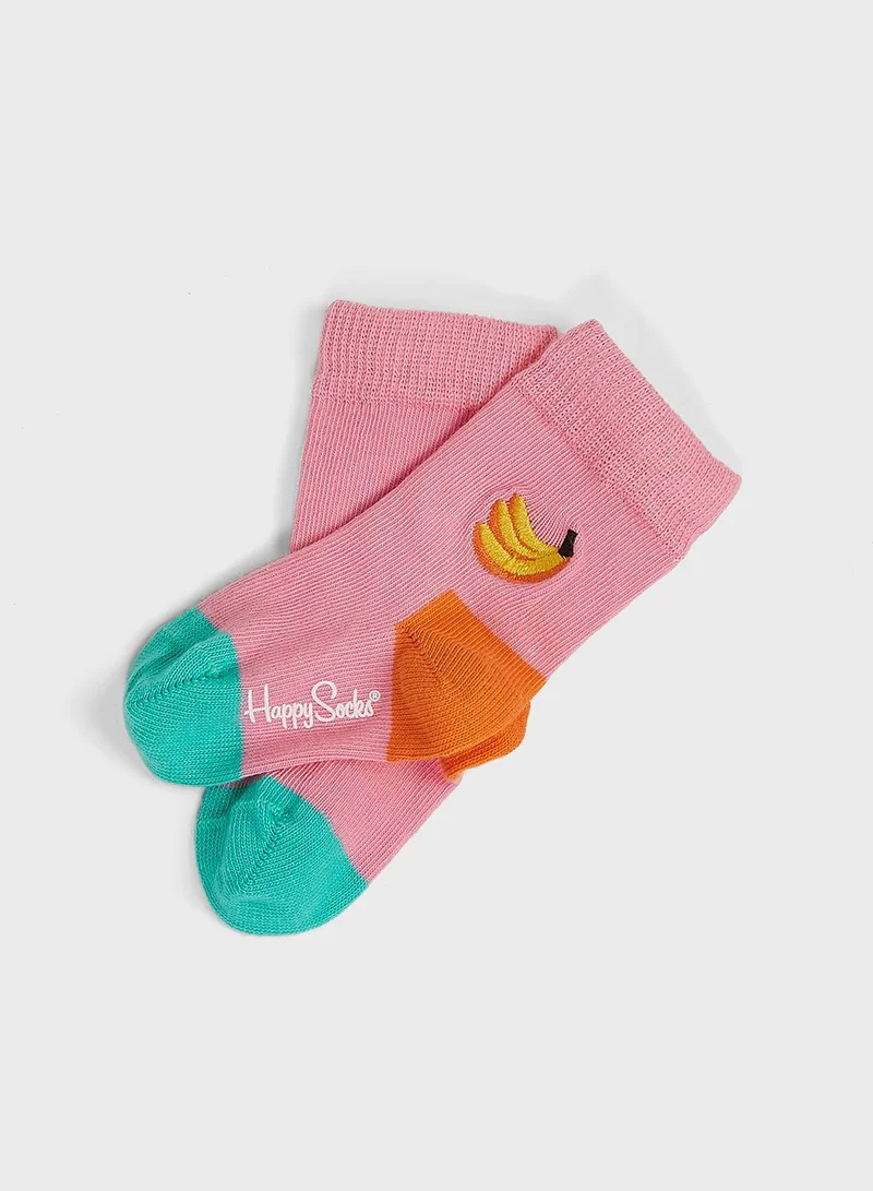 Happy Socks Kids 4 Pack Fruits Print Crew Socks