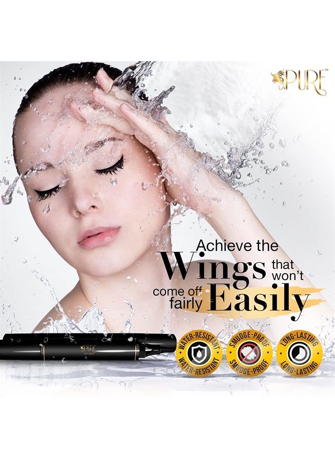 LA PURE Waterproof Eyeliner Stamp - 2 Wingliner Black Make Up Pens, Vamp Style Wing, Smudgeproof & Sweatproof, Perfect Cat Eye Look, Winged Long Lasting Liquid Eye Liner Pen, Eyeshadow, No Dipping… - Image 2