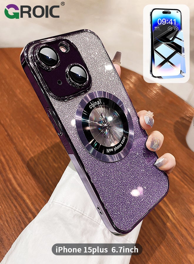 GROIC Magnetic Case for iPhone 15 Plus 6.7 Inch Case with 1 Pack Screen Protector, Compatible with MagSafe, Official Color Match for iPhone, Shockproof Phone Cover with HD Tempered Glass Film - Image 1