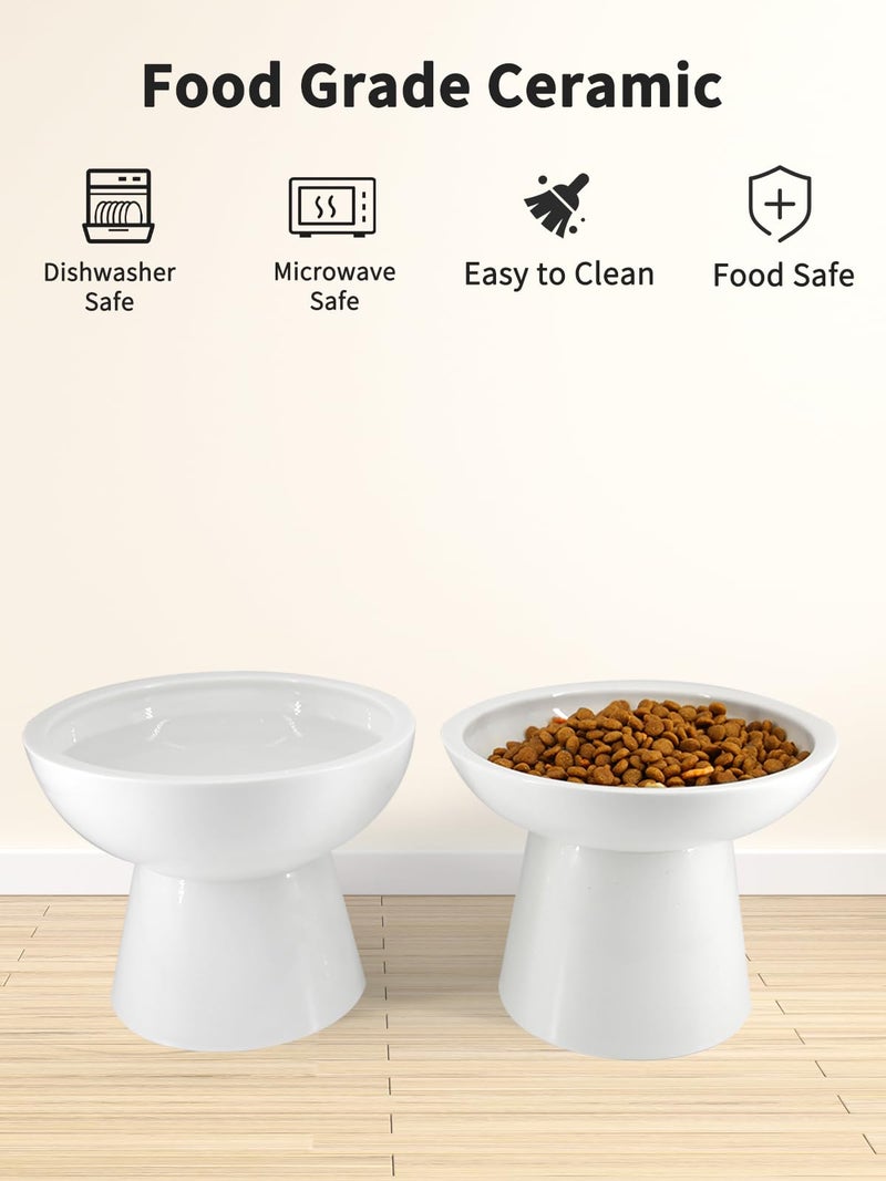 LoeJan Elevated Cat Food and Water Bowls Set, Extra Wide and Raised Ceramic Bowls, Anti-Vomit Whisker-Free Pressure Cat Feeder for Kittens to Adult Cats and Small Dogs (White, Water Bowl) - Image 5