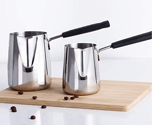 3d Creations 350 ML Stainless Steel Coffee Warmer Turkish Pot Greek Coffee Pot Milk Warmer Hot Chocolate Pot Cezve Ibrik Briki Milk Warmer Butter and Chocolate Melting Pot contemporary design capacity - Image 2