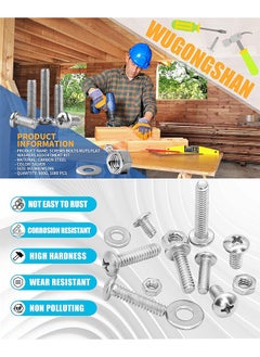 MVAQKLM  1080 Pcs Screws Bolts and Nuts Assortment Kit, Metric Machine Screws and Nuts and Bolts and Flat Washers, M3/M4/M5/M6 Phillips Slotted Pan Head Hex Bolts and Nuts Sets  - Image 2