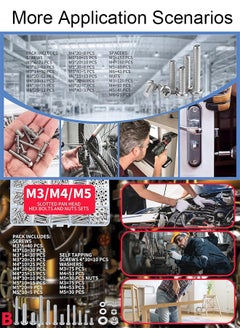 MVAQKLM  1080 Pcs Screws Bolts and Nuts Assortment Kit, Metric Machine Screws and Nuts and Bolts and Flat Washers, M3/M4/M5/M6 Phillips Slotted Pan Head Hex Bolts and Nuts Sets  - Image 3