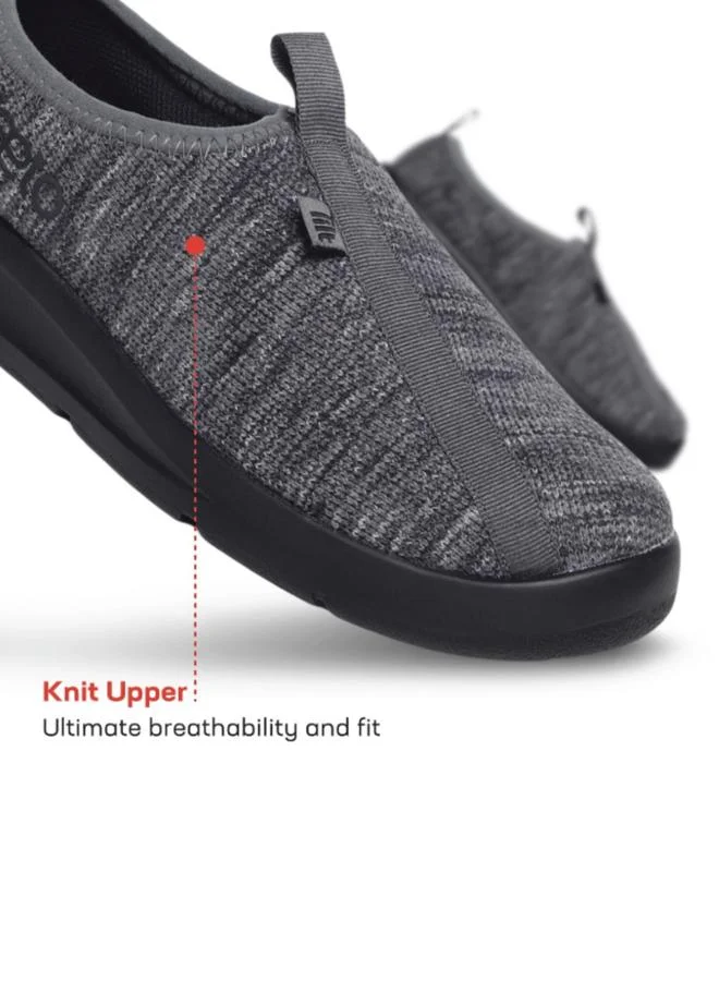 PLAETO Mens Grey Knit Slip-On Sneakers