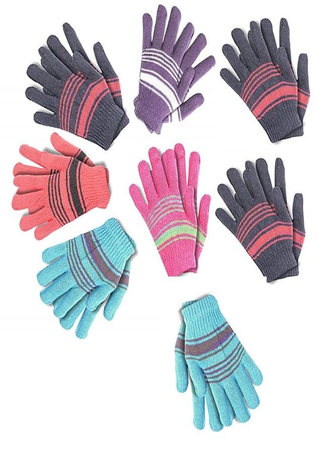 MIKONIKO Kid's Winter Magic Gloves - Children Stretchy Warm Knit Gloves for Boys or Girls (Multicolour, 6-12 Months) Pack of 8 - Image 1