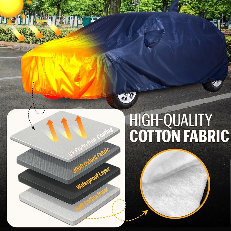 Autofact 210D SuperDuper Waterproof Car Cover for Maruti Swift (2012 to 2016) | All-Weather Protection, UV & Heat Resistant, Windproof with Buckle Belt, Scratchproof & Dustproof, Navy Blue Color - Image 5
