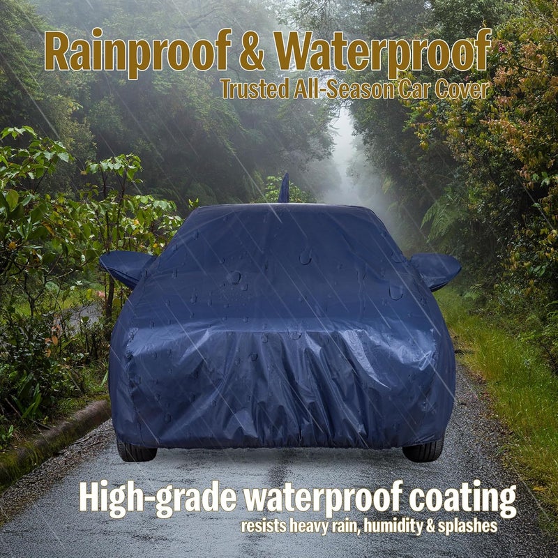 Autofact 210D SuperDuper Waterproof Car Cover for Maruti Swift (2012 to 2016) | All-Weather Protection, UV & Heat Resistant, Windproof with Buckle Belt, Scratchproof & Dustproof, Navy Blue Color - Image 3