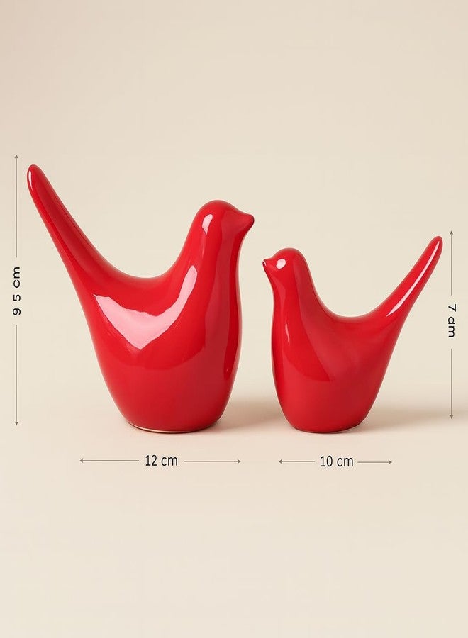 SRJANA Creative Red Glossy Ceramic Birds Figurines Home Decorations Accessories Party (Pack of 2, RED) - Image 4